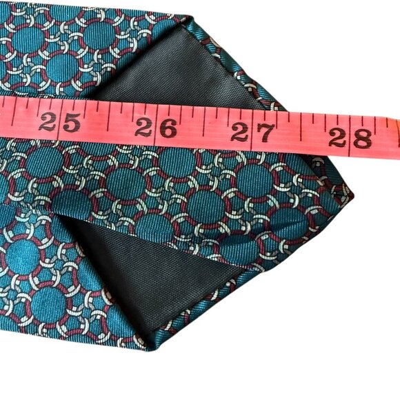 Regent Bert Pulitzer Vintage Mens Silk Tie Teal Geometric Pattern Made In USA - Picture 5 of 9